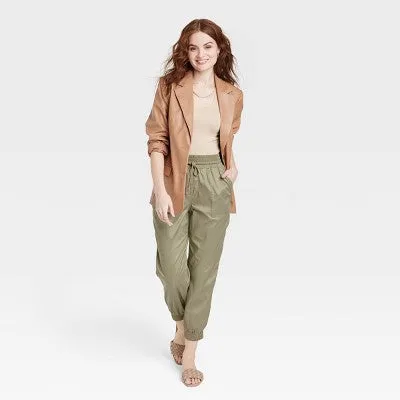 A New Day Women's Plus Straight High Rise Ankle Length Jogger Pants Stretch