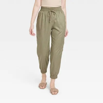 A New Day Women's Plus Straight High Rise Ankle Length Jogger Pants Stretch