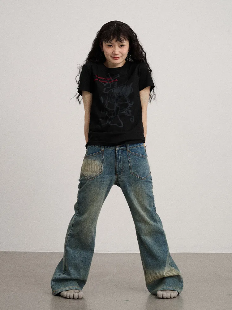Achihara Floor-sweeping Tailored Flared Jeans