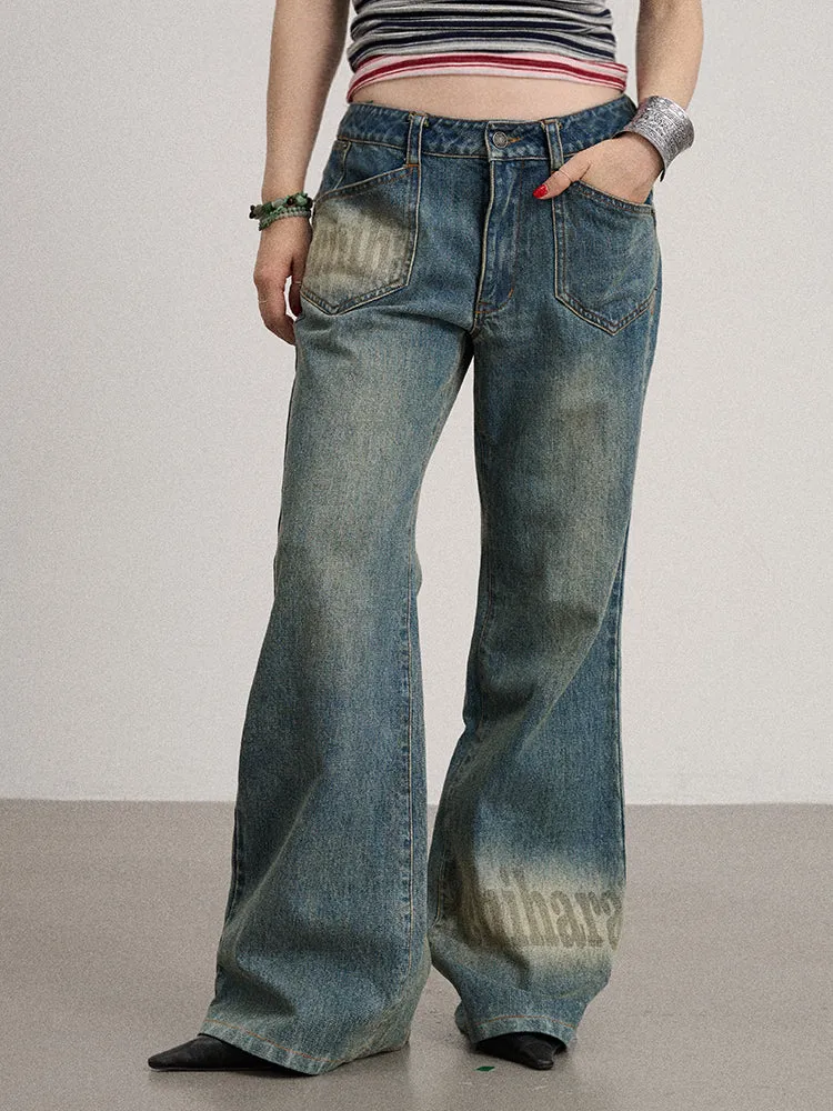 Achihara Floor-sweeping Tailored Flared Jeans