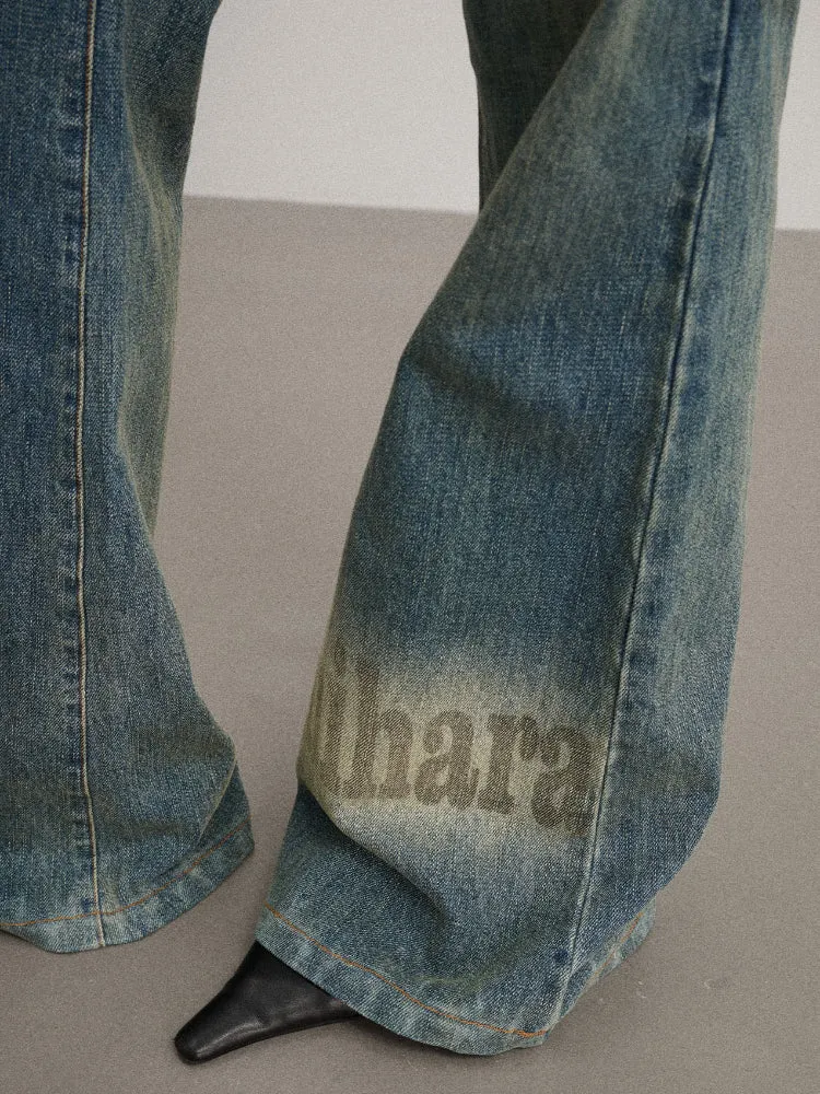Achihara Floor-sweeping Tailored Flared Jeans