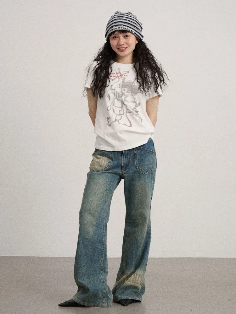 Achihara Floor-sweeping Tailored Flared Jeans