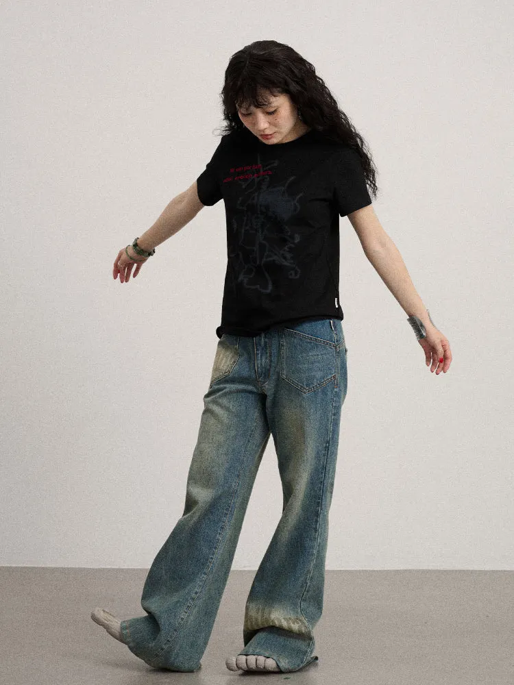 Achihara Floor-sweeping Tailored Flared Jeans
