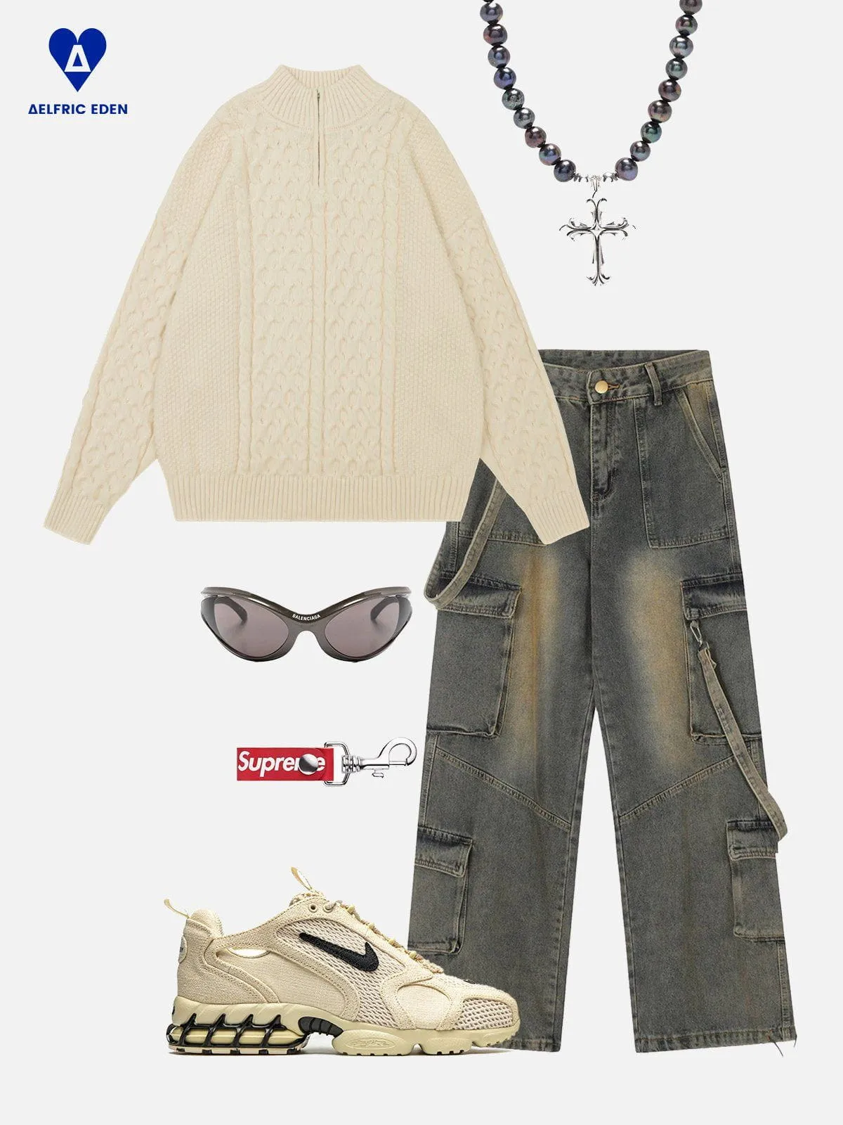 Aelfric Eden Retro 90s Half-Zip Knit Sweater