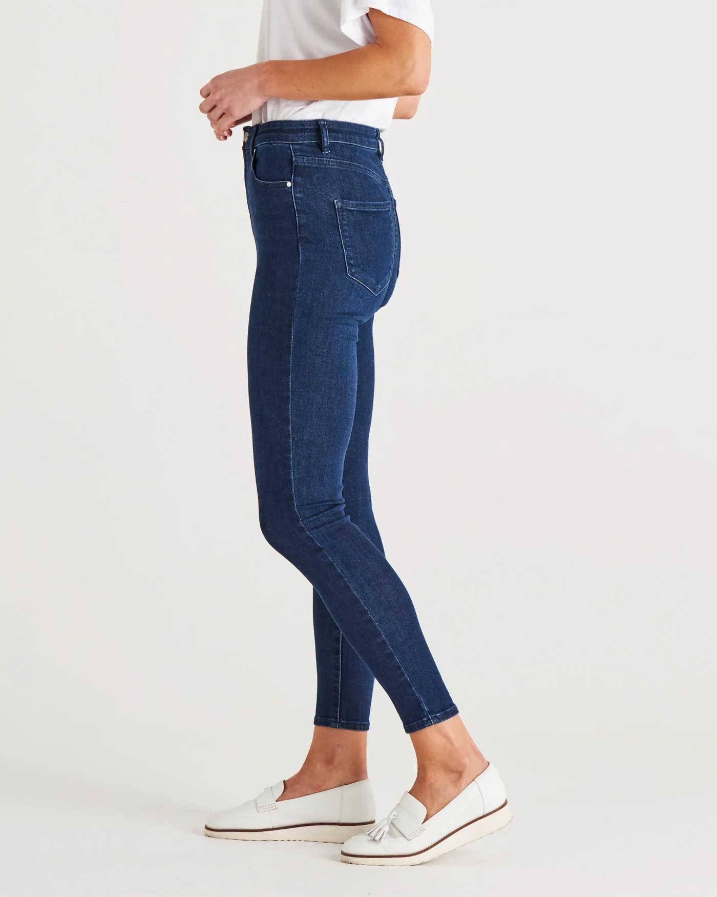 Betty Essential Mid-High Rise Skinny Stretchy Jeans - Indigo Blue