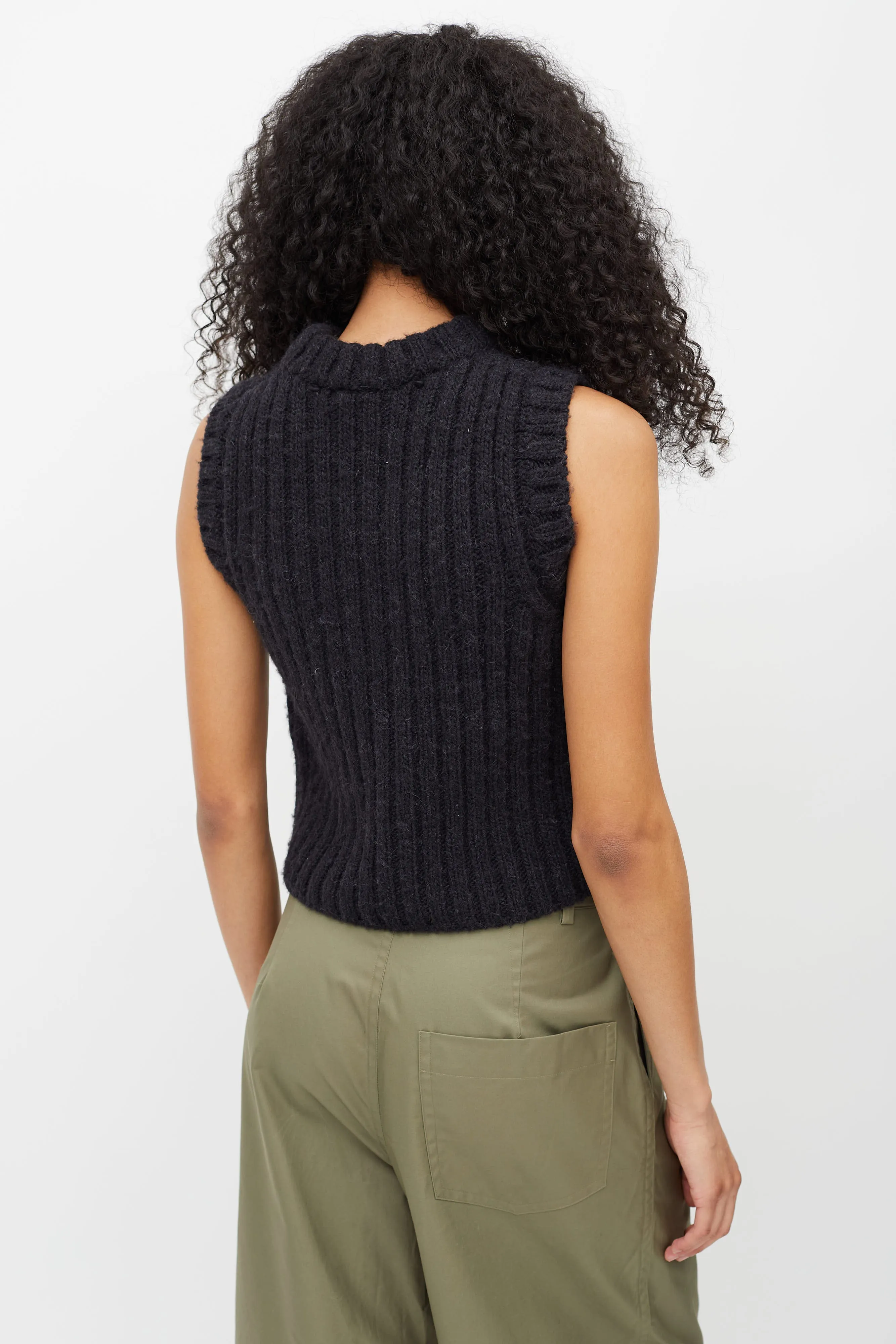 Black Sleeveless Wool Sweater