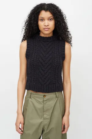 Black Sleeveless Wool Sweater
