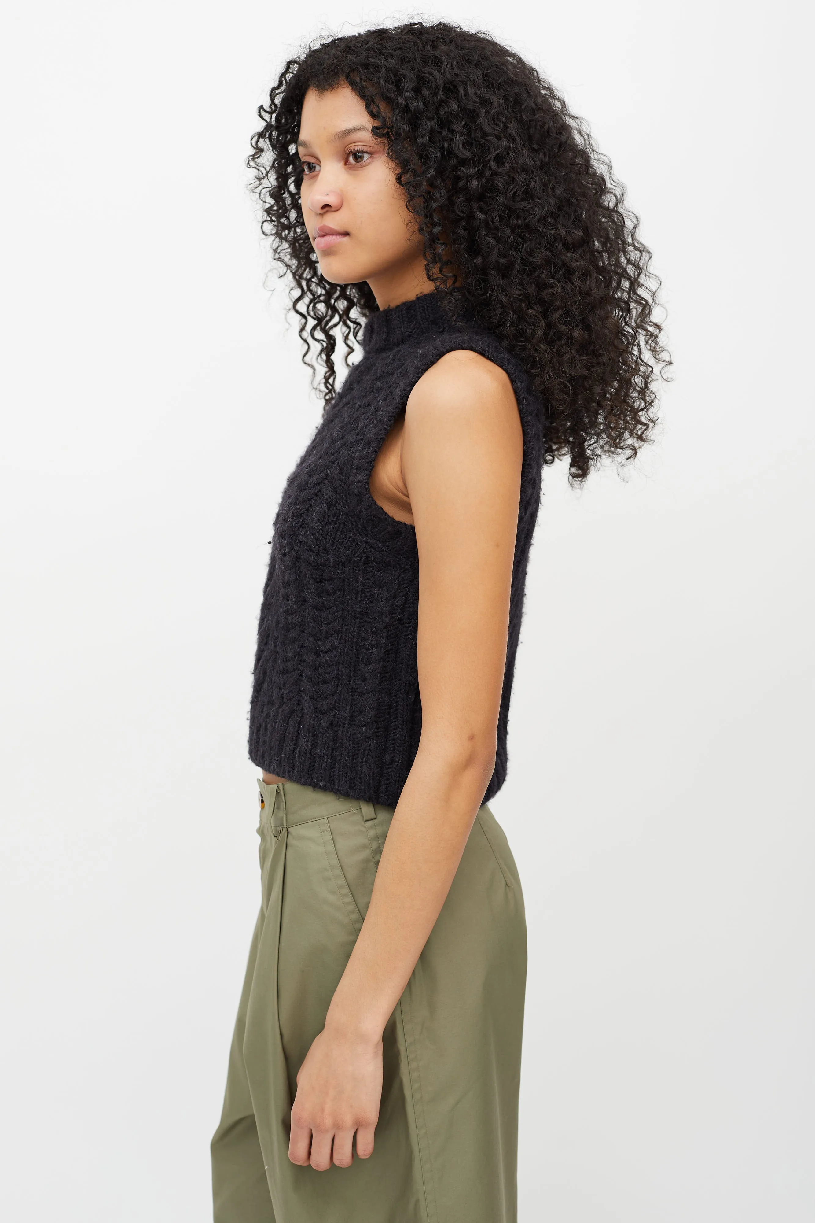 Black Sleeveless Wool Sweater