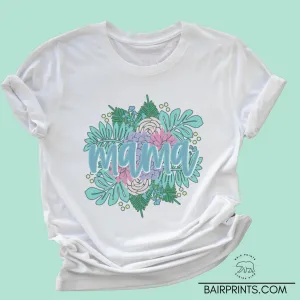 Blue Floral Mama T-Shirt
