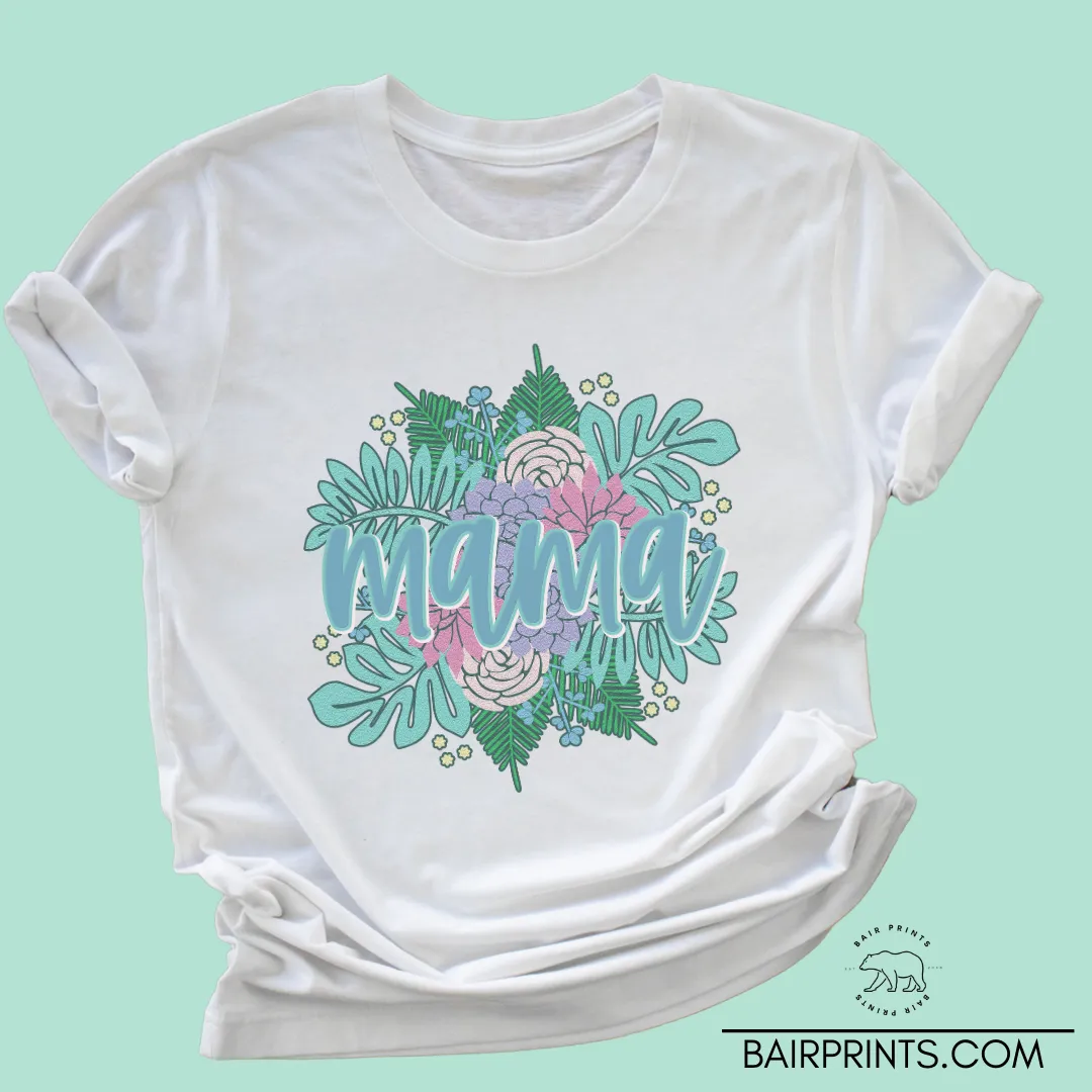 Blue Floral Mama T-Shirt