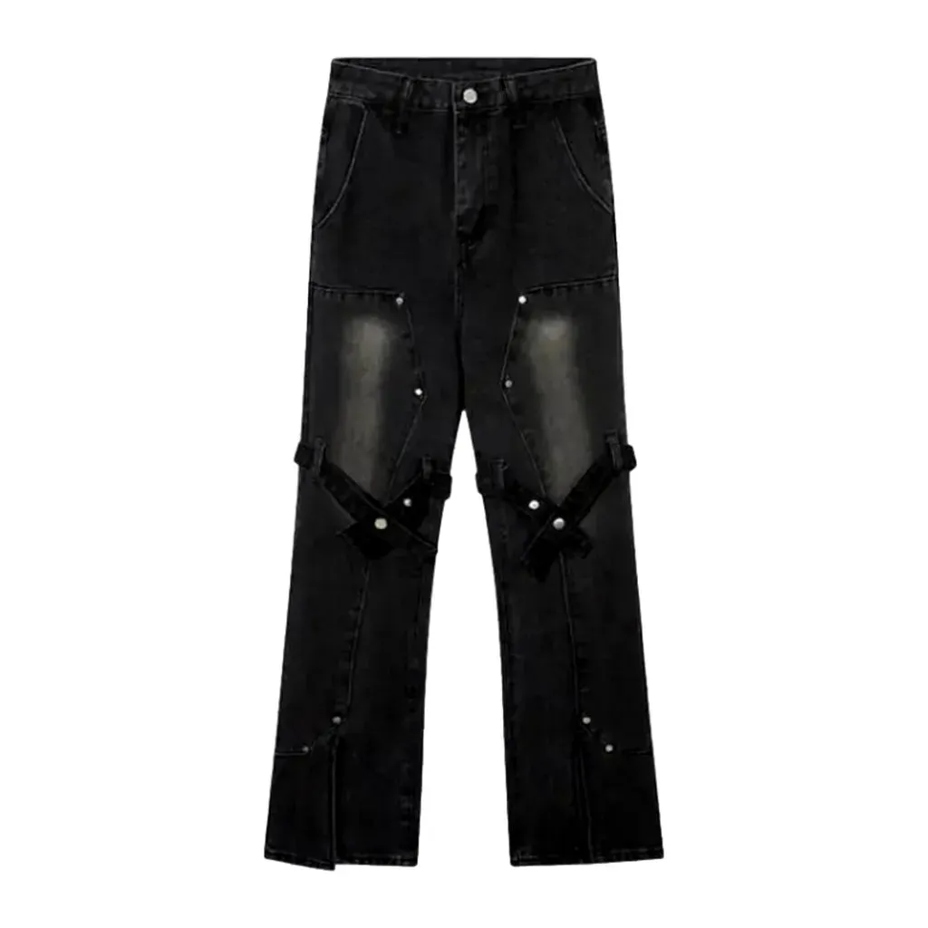 Bottom-slit women's baggy jeans