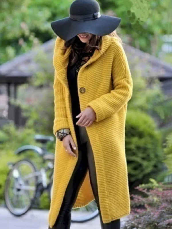 Button Front Hooded Cardigan Sweaters