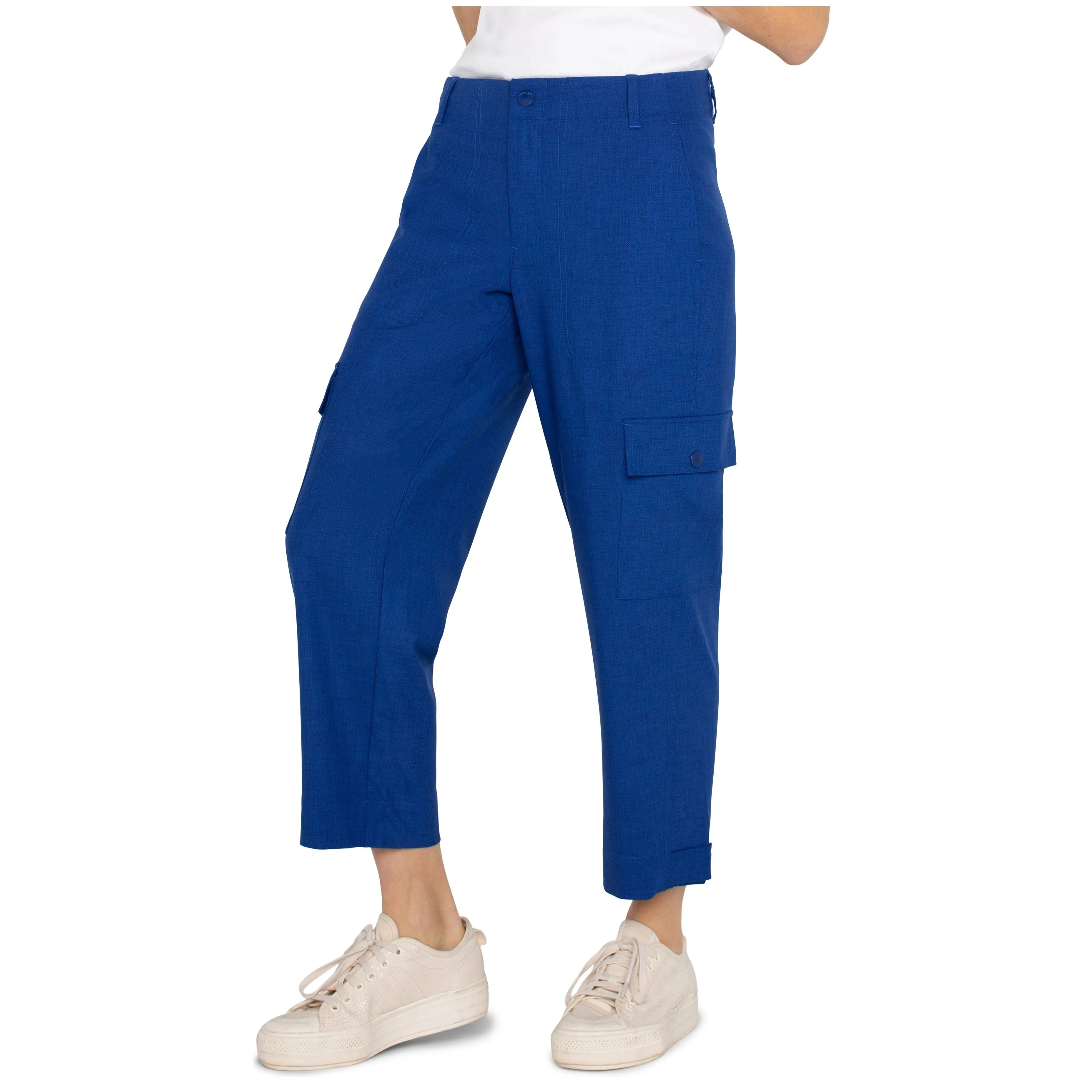 Cargo Crop Pants with Tab Hem
