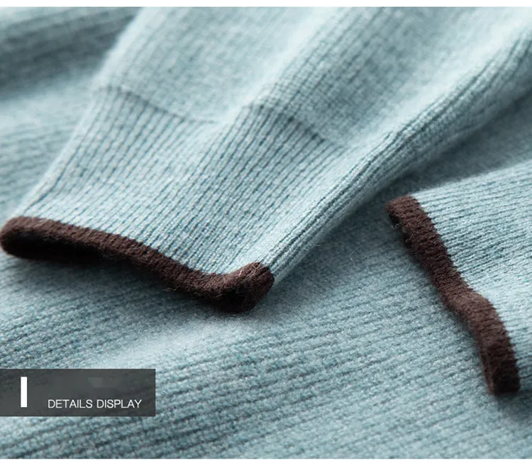 Cashmere sweaters Cropped hooded sweaters Colorblock knitted bottoming shirts