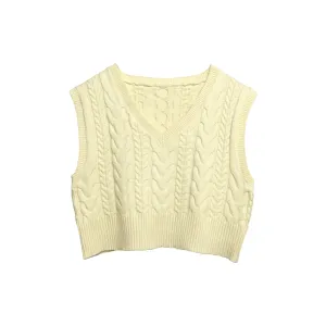Chains & Links Cable Knit Lambswool Cropped Vest