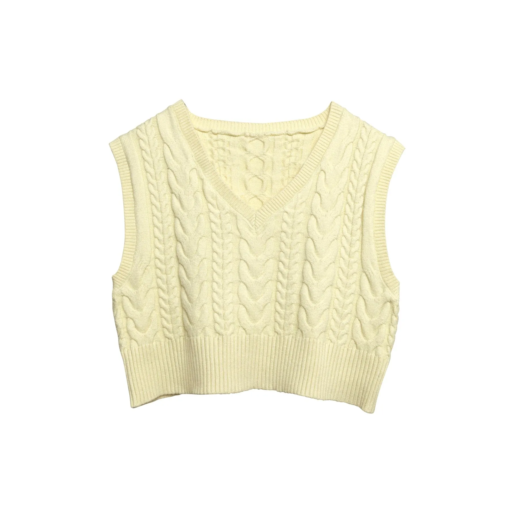 Chains & Links Cable Knit Lambswool Cropped Vest