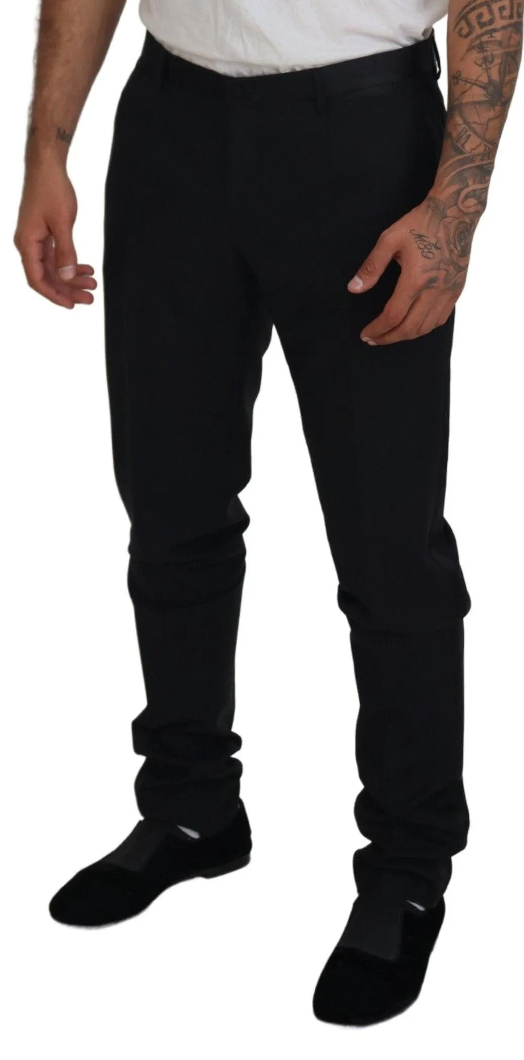 Dolce & Gabbana Men's Black Wool Chino Formal Pants