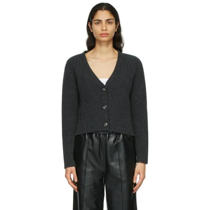 GANNI Grey Rib Knit Cardigan