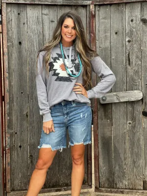 Grey Aztec Hoodie by Texas True Threads