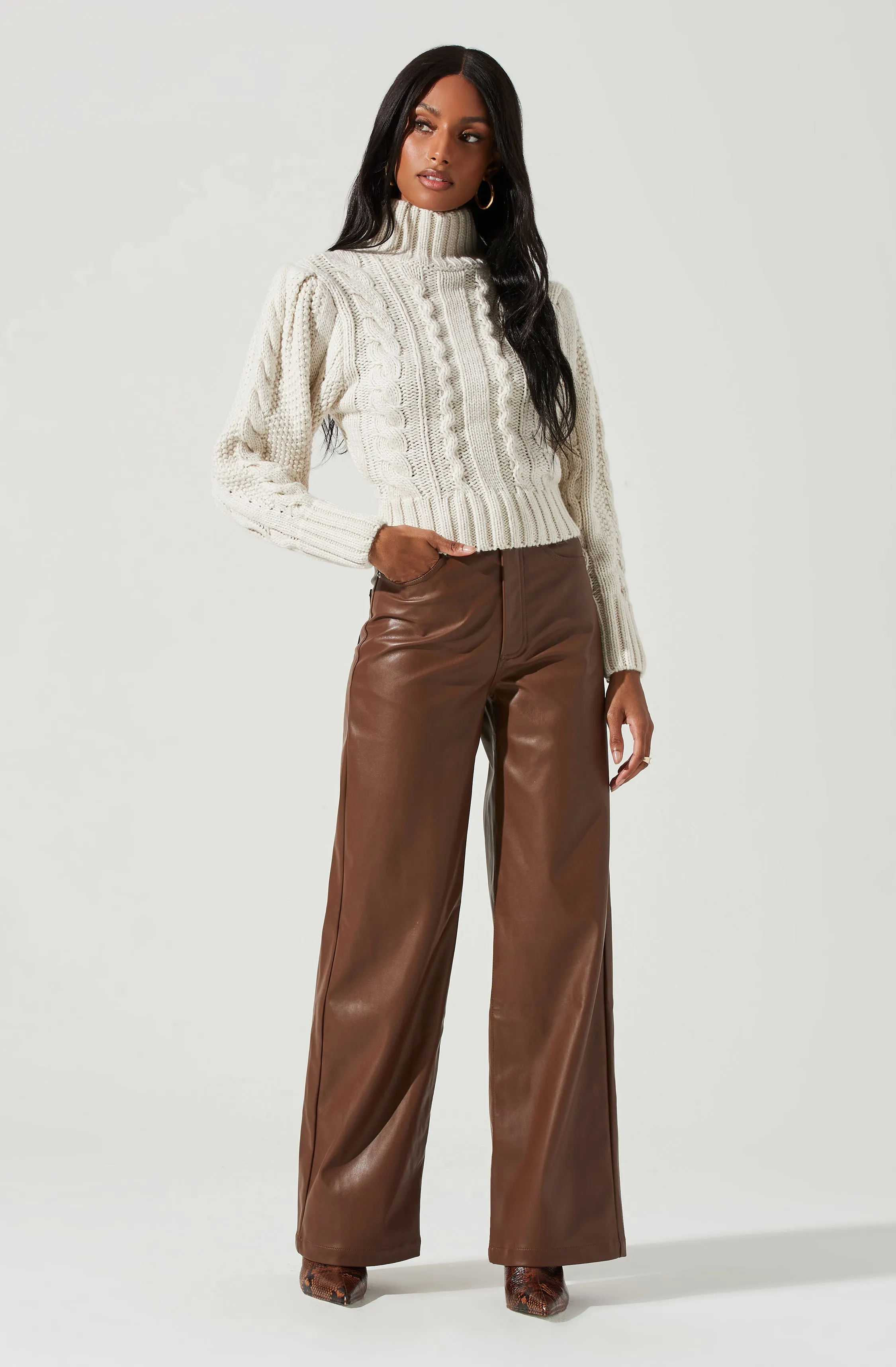Haisley Cable Knit Turtleneck Sweater