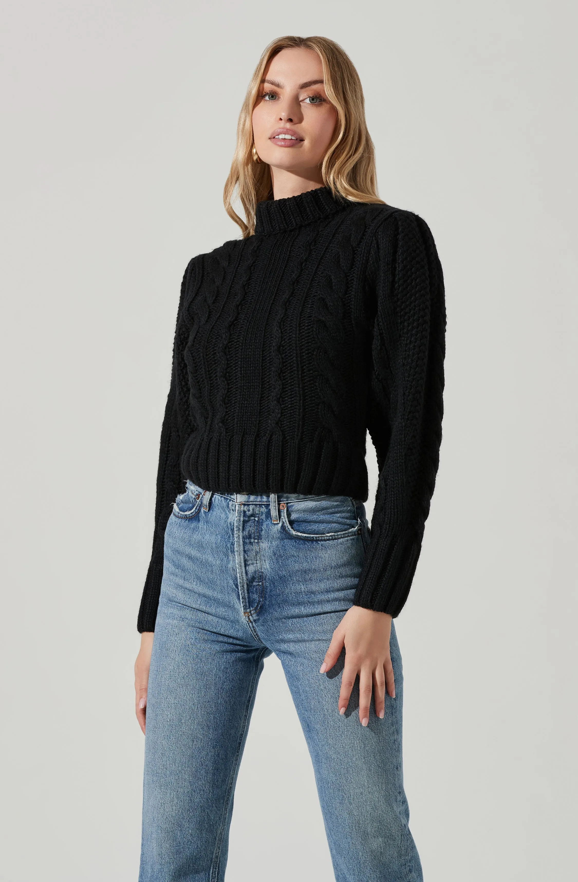 Haisley Cable Knit Turtleneck Sweater
