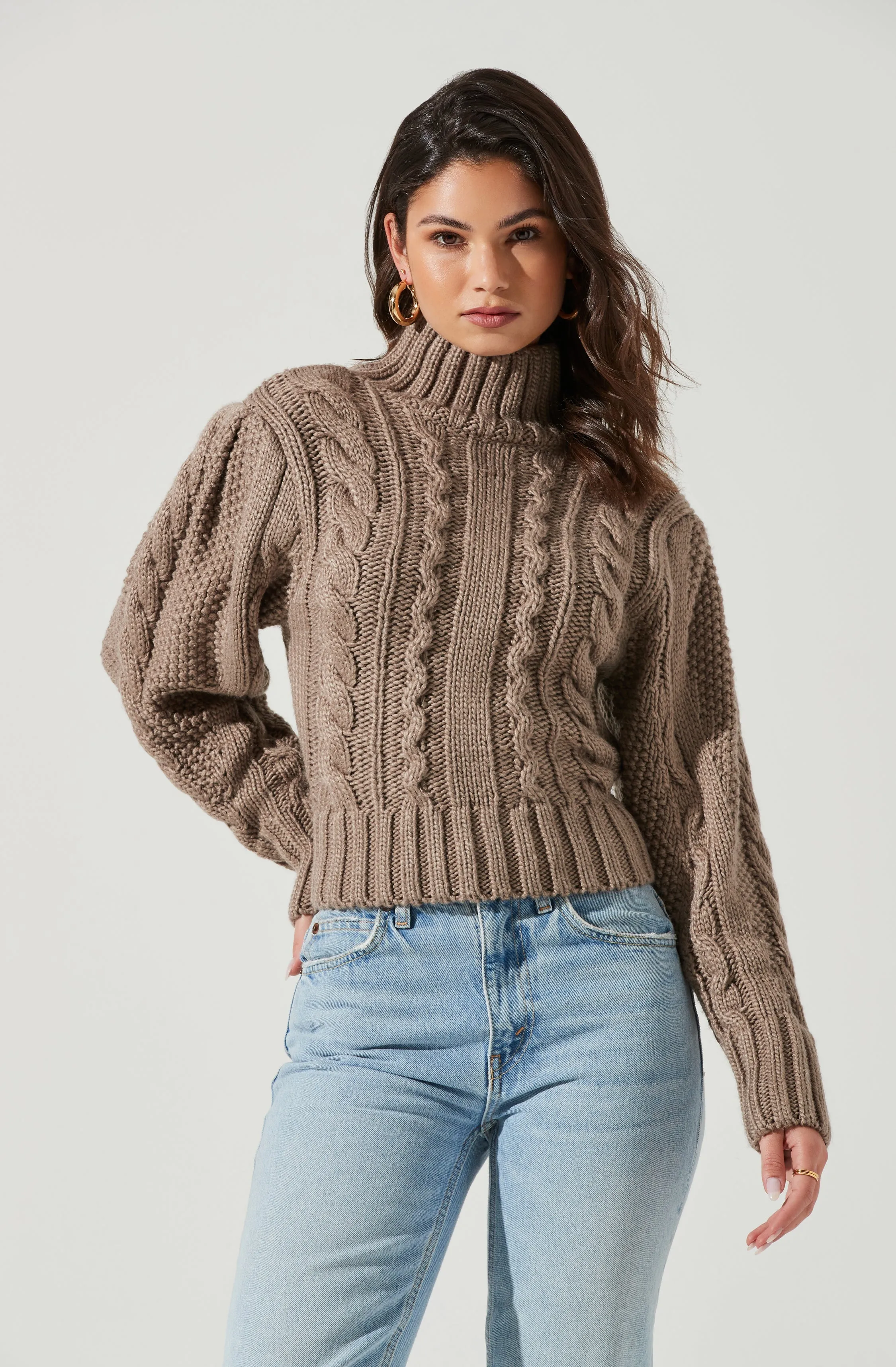 Haisley Cable Knit Turtleneck Sweater