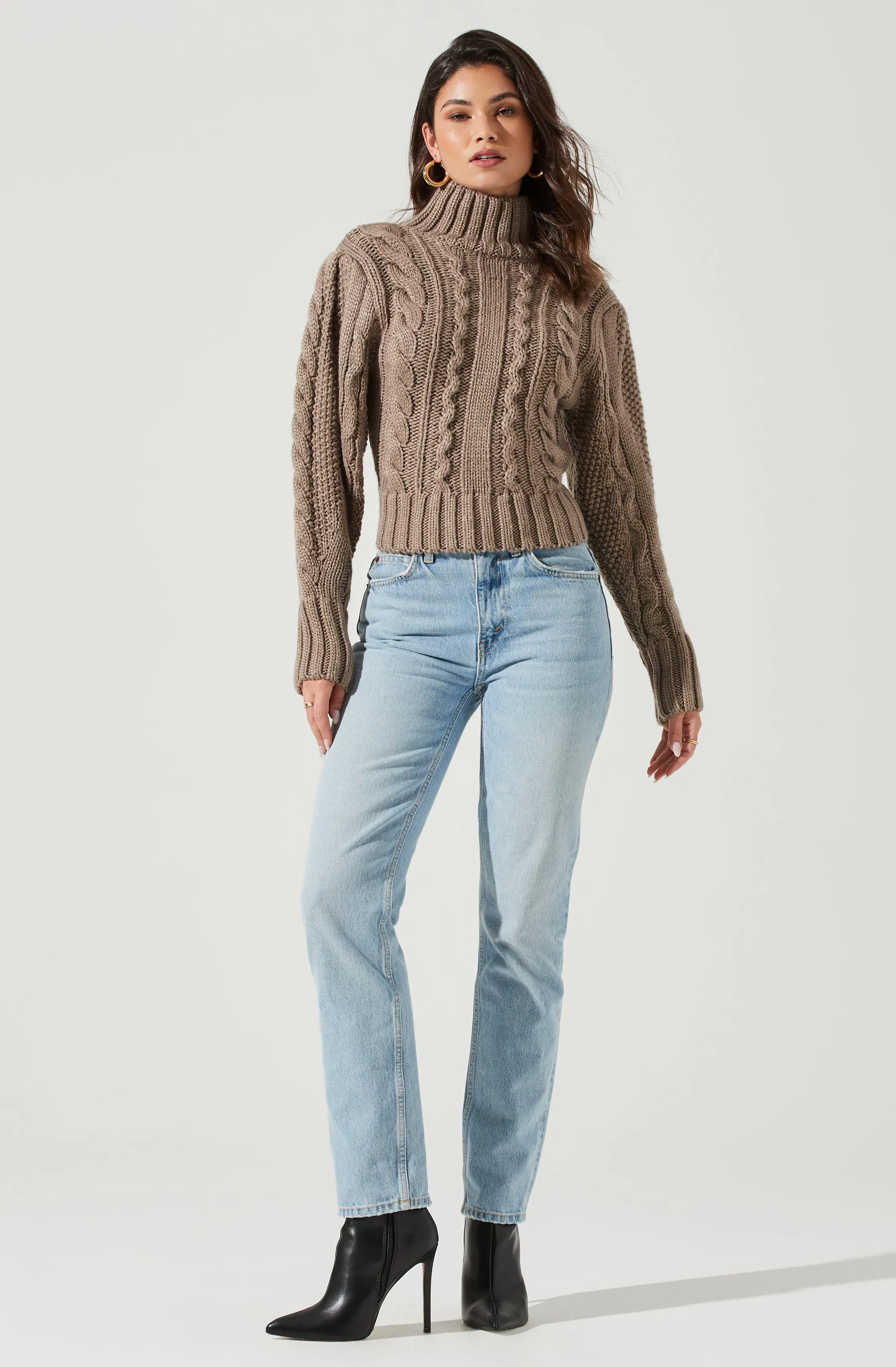 Haisley Cable Knit Turtleneck Sweater
