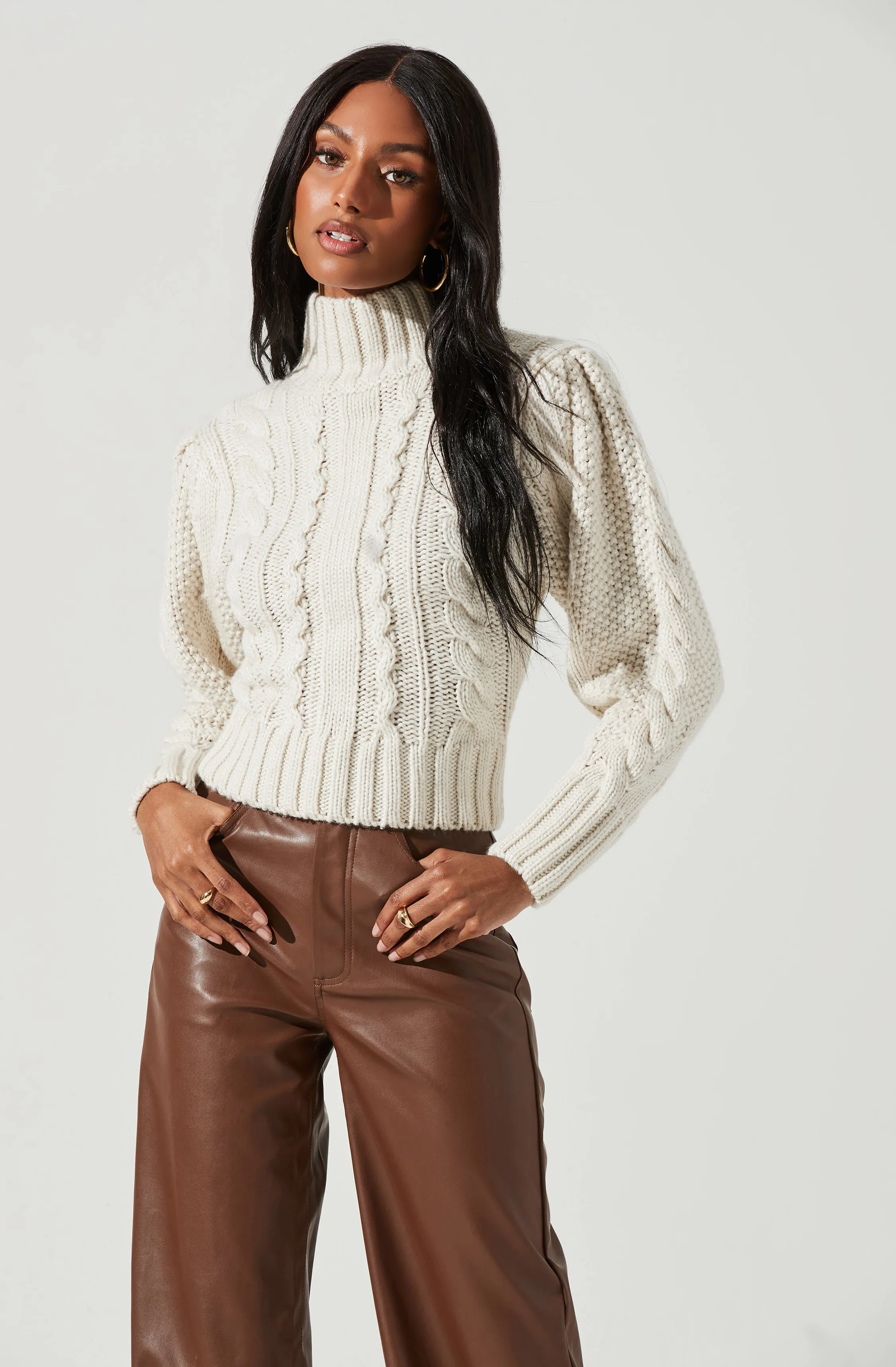 Haisley Cable Knit Turtleneck Sweater