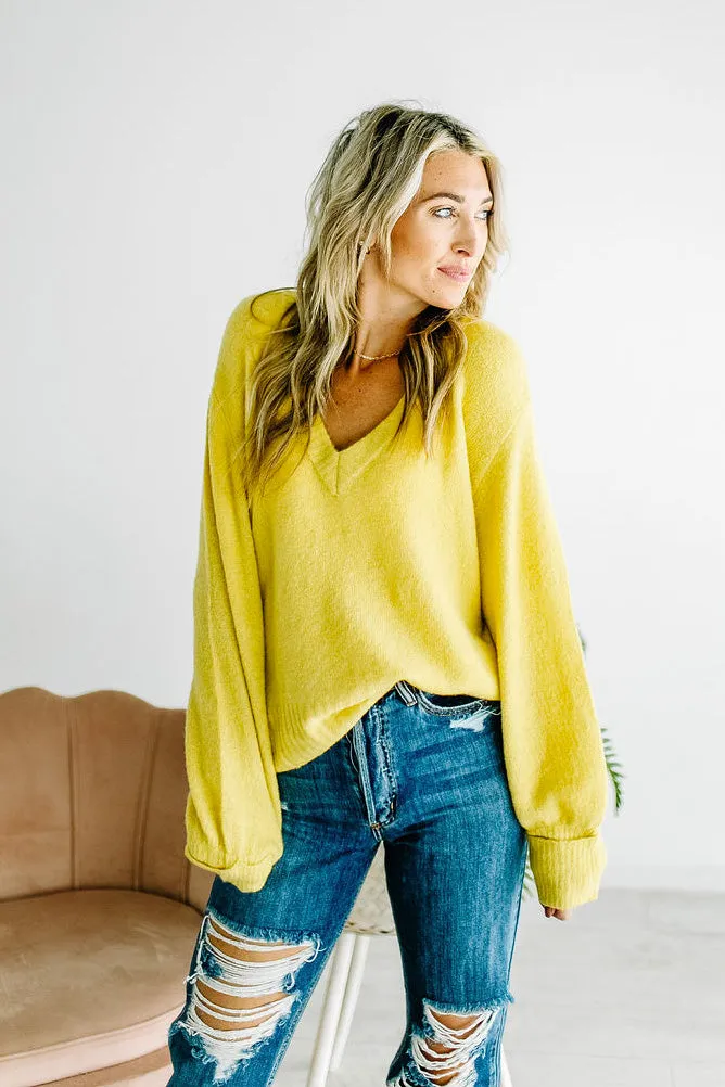 Hazel Chartreuse V-Neck Sweater