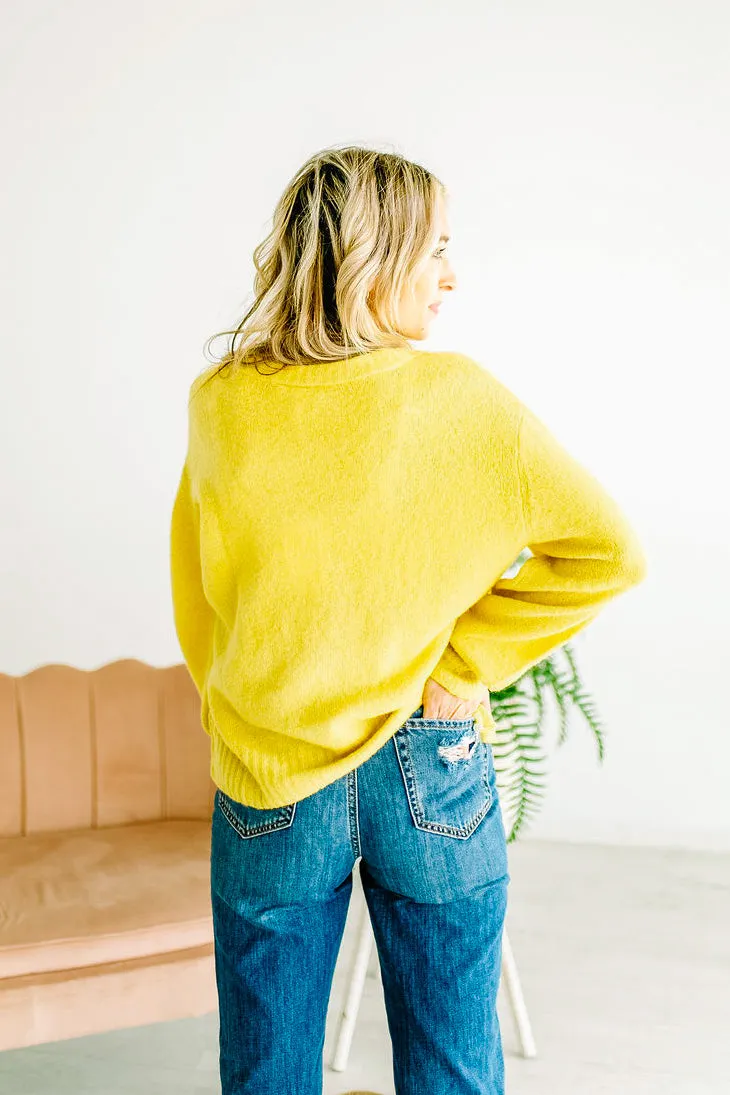 Hazel Chartreuse V-Neck Sweater