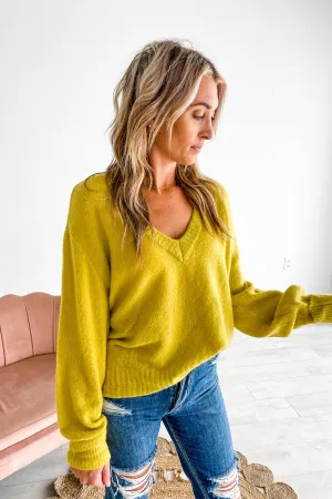 Hazel Chartreuse V-Neck Sweater