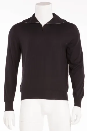 Hermes - Black Long Sleeve Zip Neck Cashmere Sweater - XL