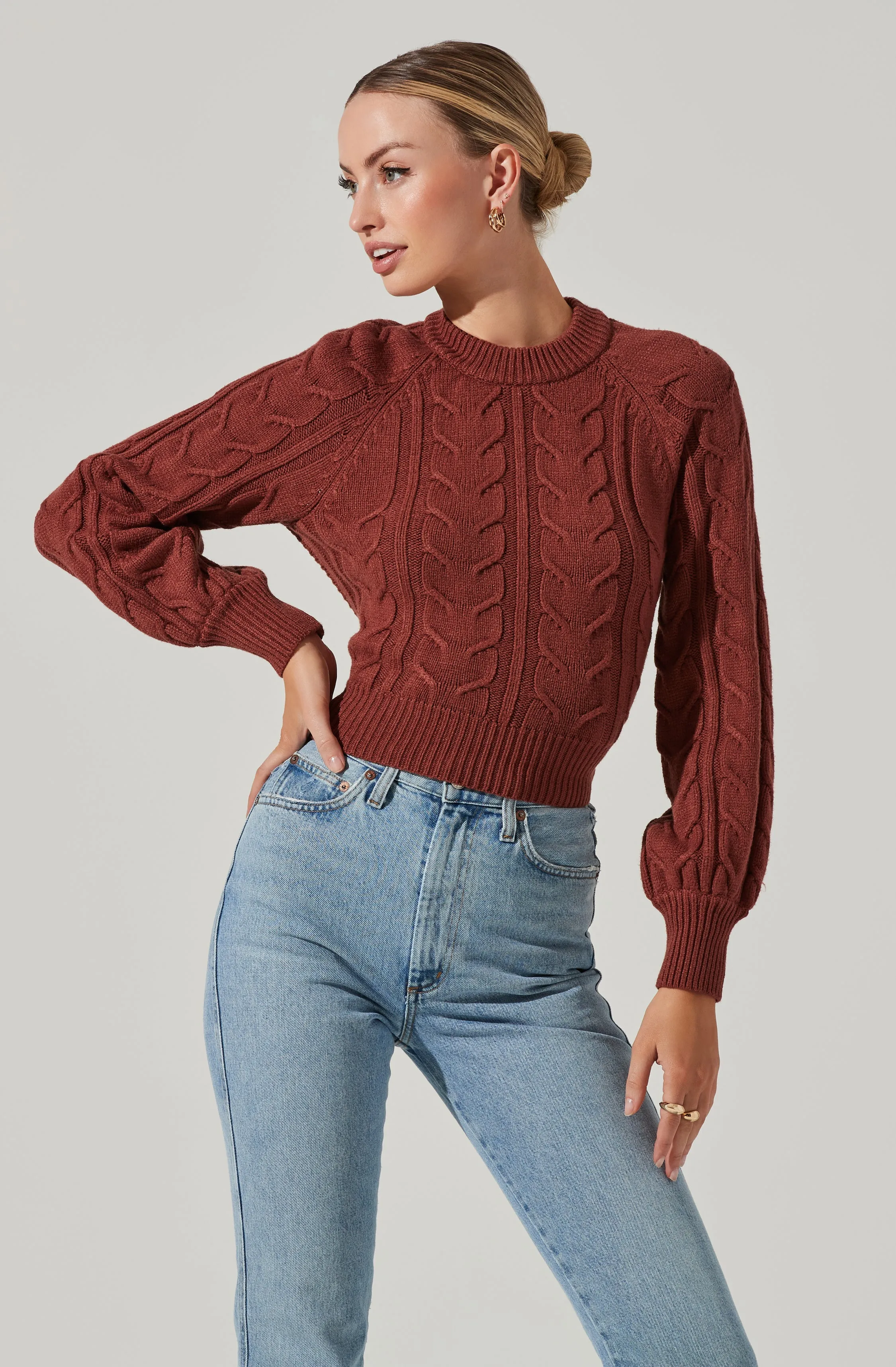 Inez Cable Knit Open Back Sweater