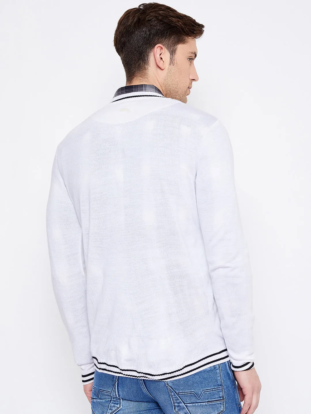 JUMP USA Men White Self-Design Pullover