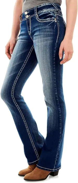 Luscious Curvy Bootcut Jeans for Women Mid-Rise Insta Stretch Denim in Petite, Midsize, Plus Size, Juniors Jeans