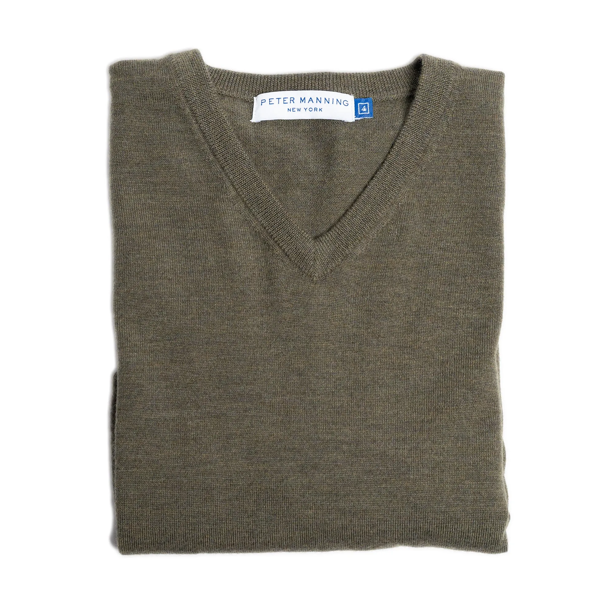 Merino Wool Sweaters V Neck - Olive
