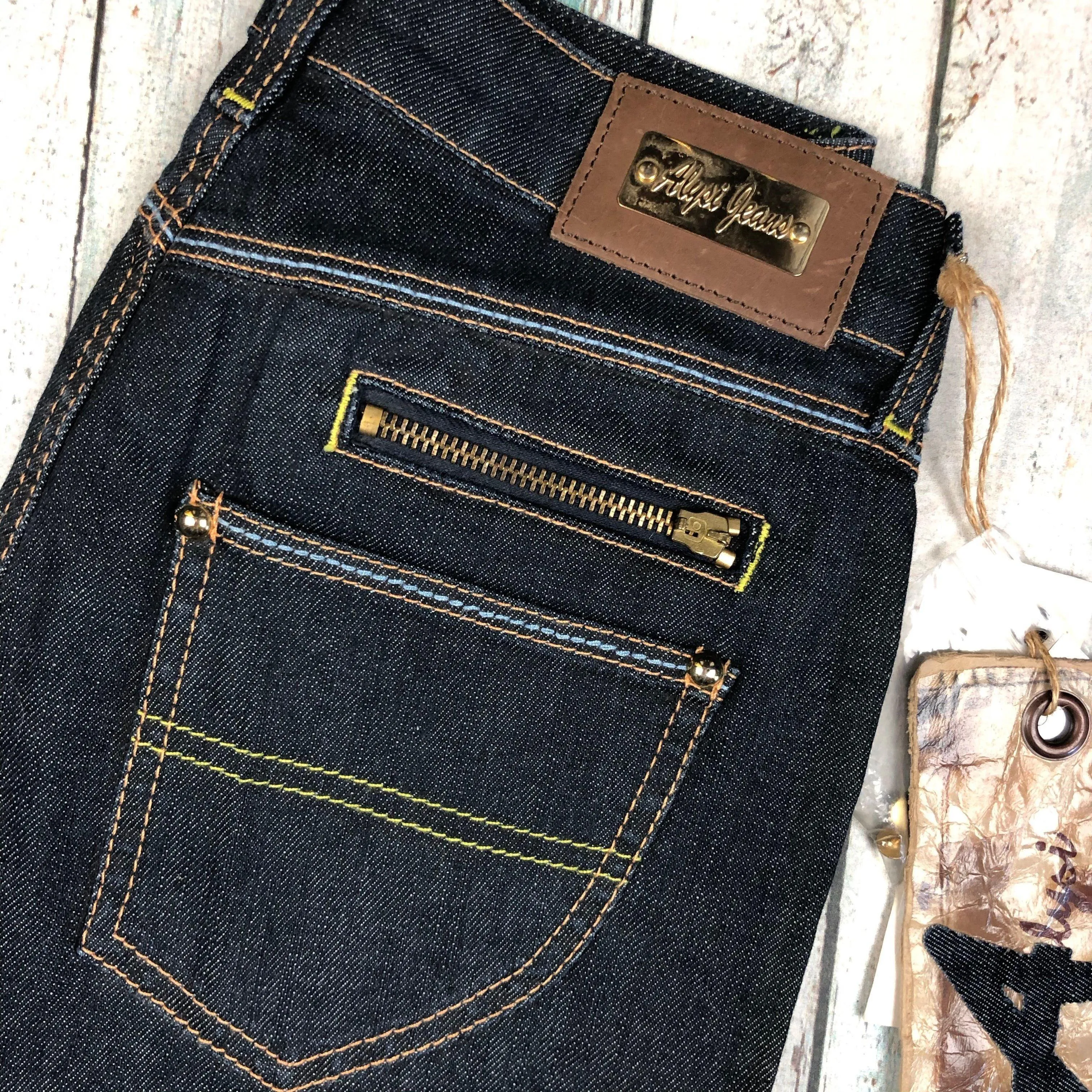 NWT -Italian Alysi Tapered Skinny Jeans with Gold Hardware - Size 26