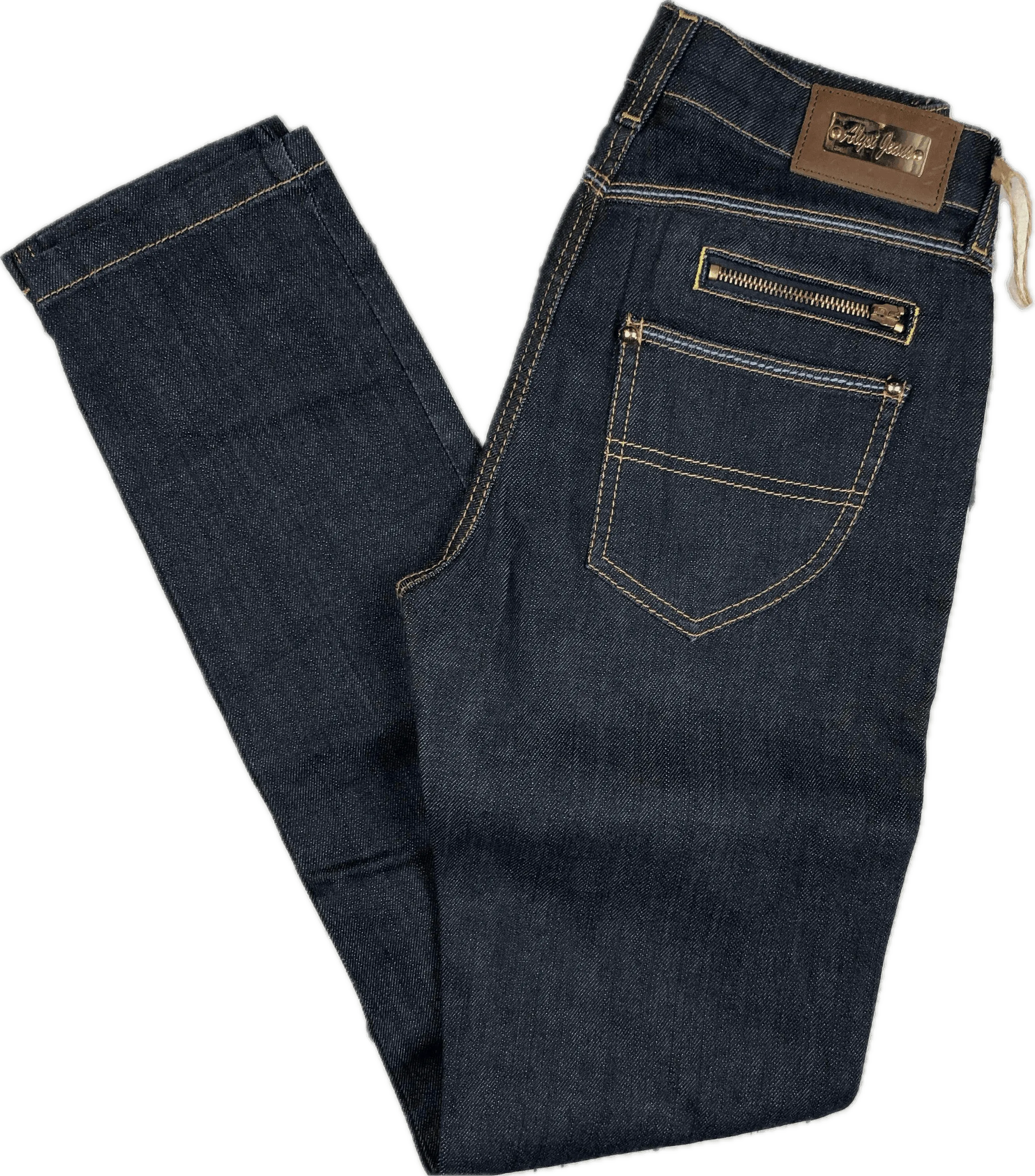 NWT -Italian Alysi Tapered Skinny Jeans with Gold Hardware - Size 26