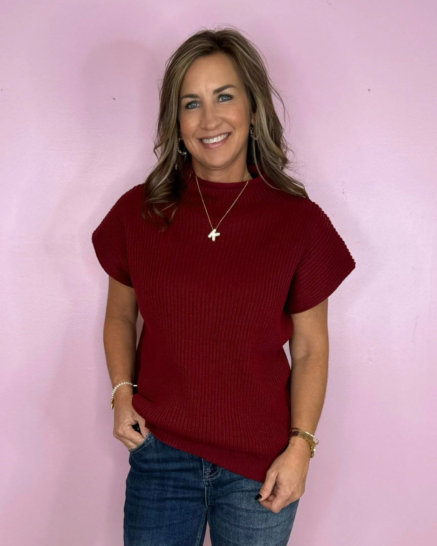 On To Better Things Knit Mock Neck Sweater Top ( 4 Colors )
