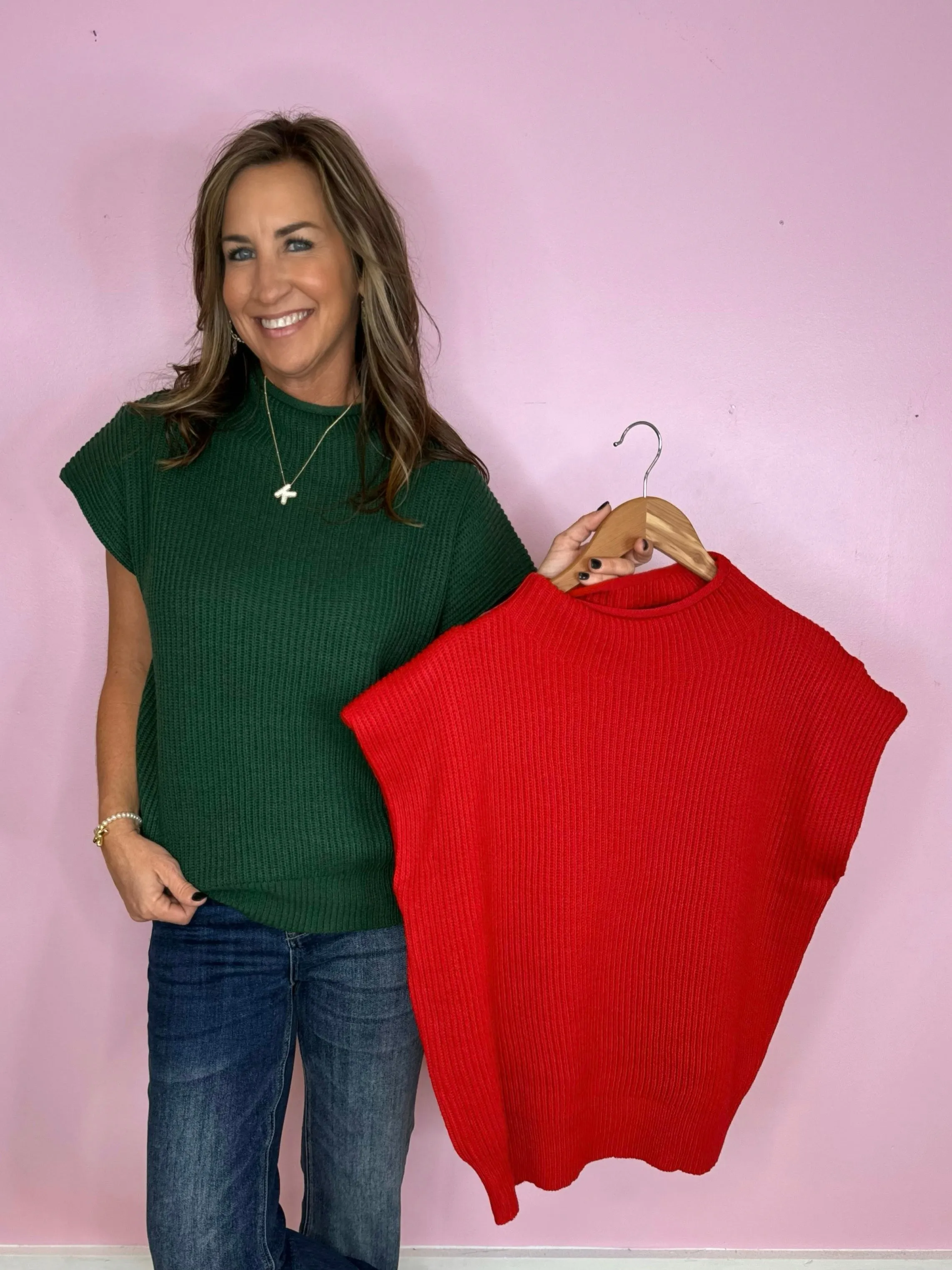 On To Better Things Knit Mock Neck Sweater Top ( 4 Colors )