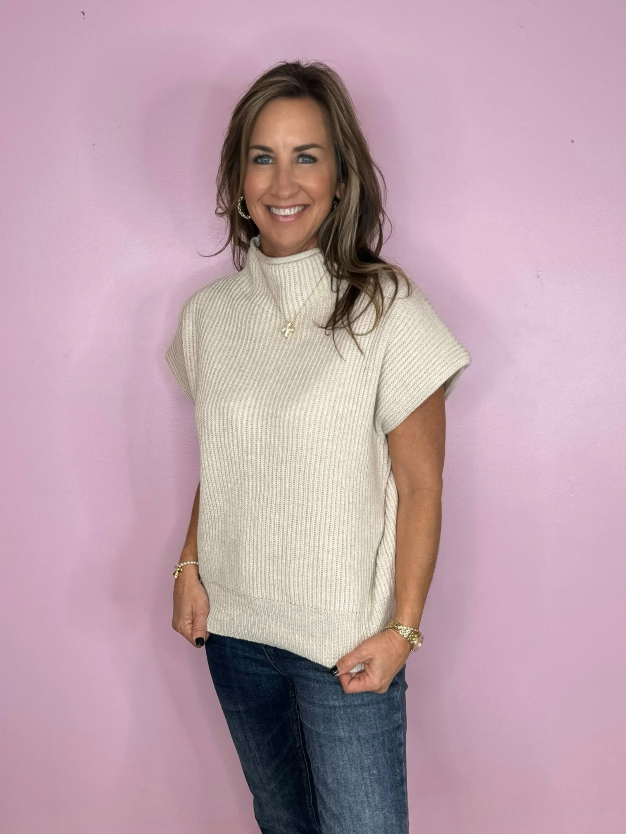 On To Better Things Knit Mock Neck Sweater Top ( 4 Colors )