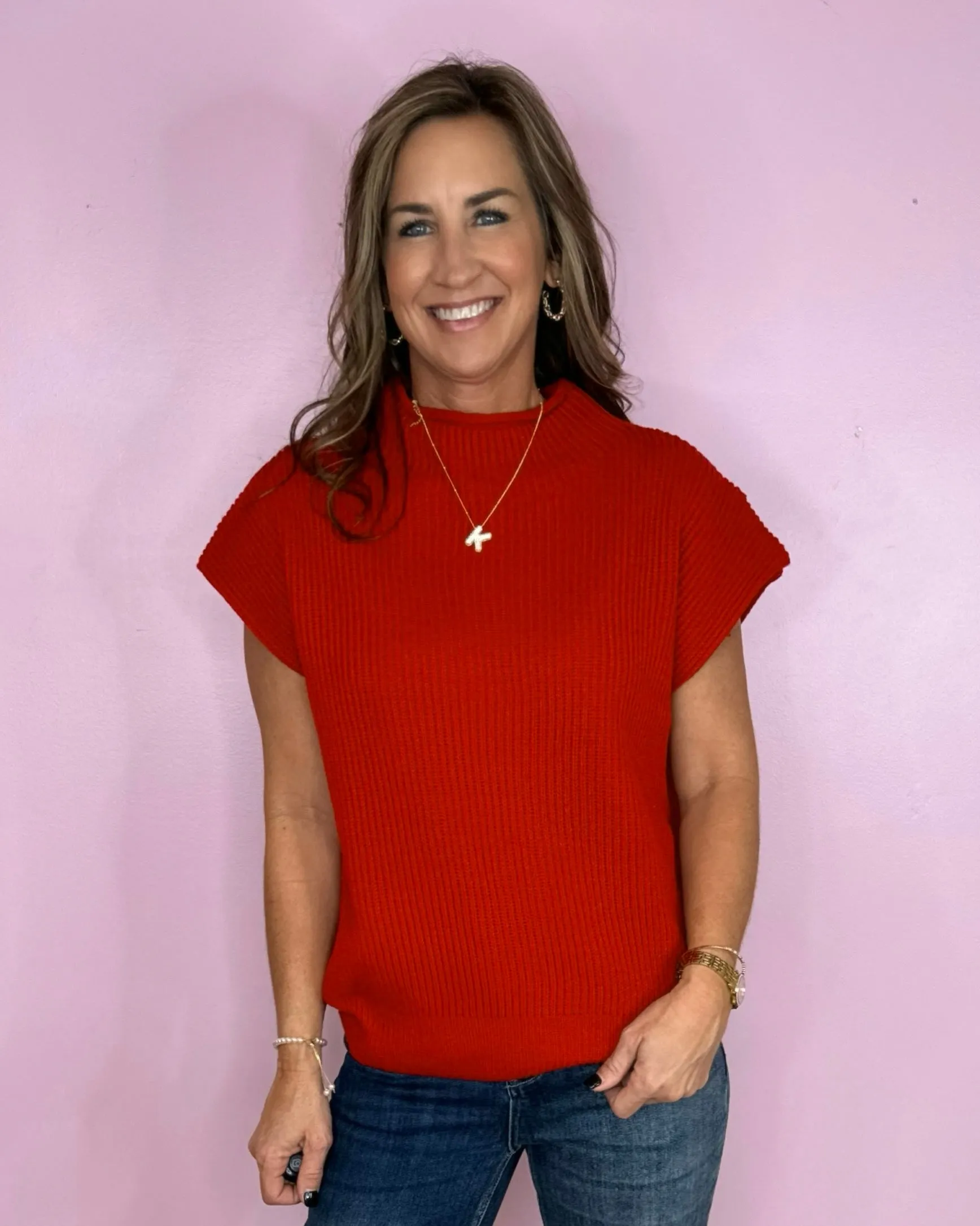 On To Better Things Knit Mock Neck Sweater Top ( 4 Colors )