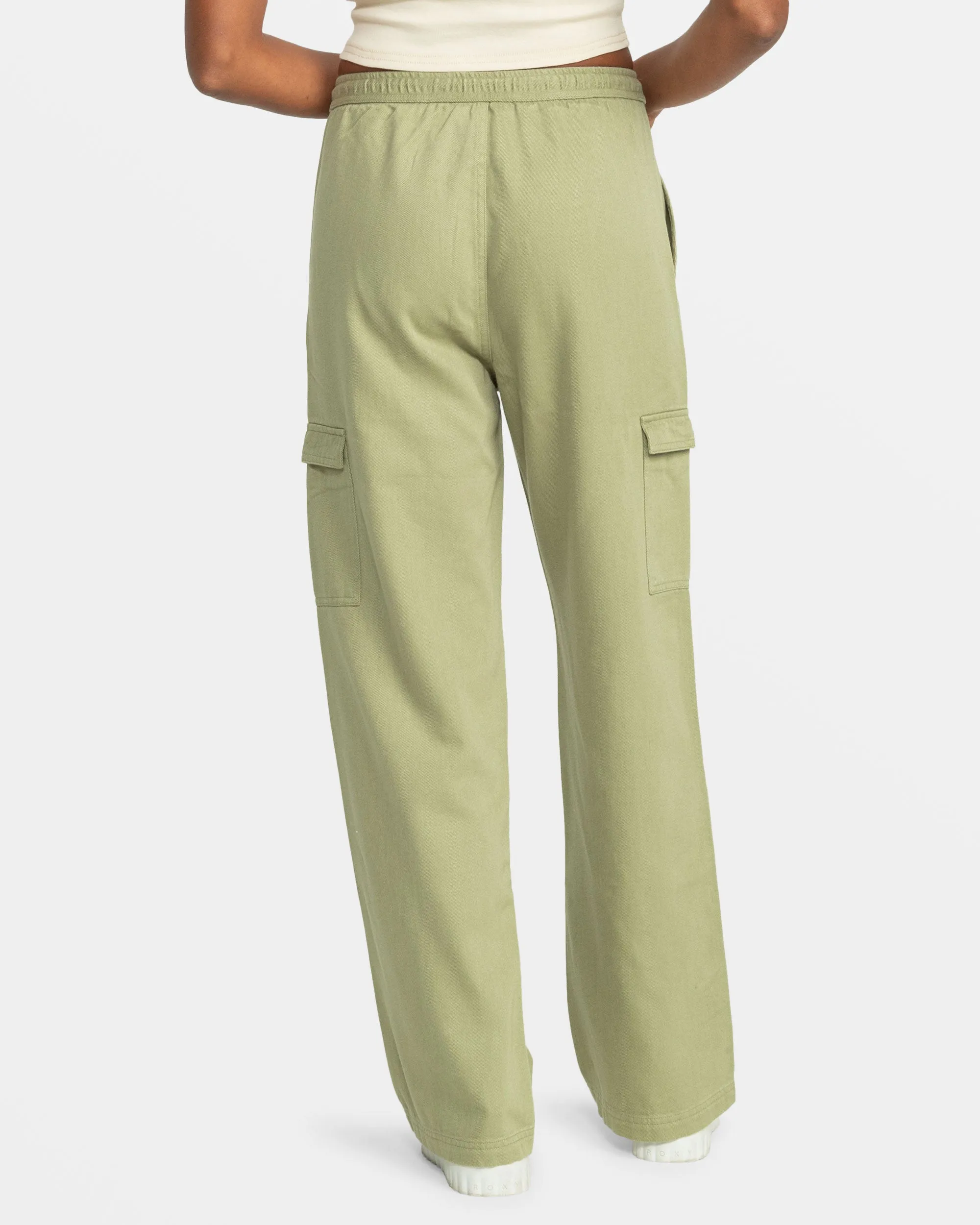 Precious Cargo Twill High Waisted Pants - Oil Green