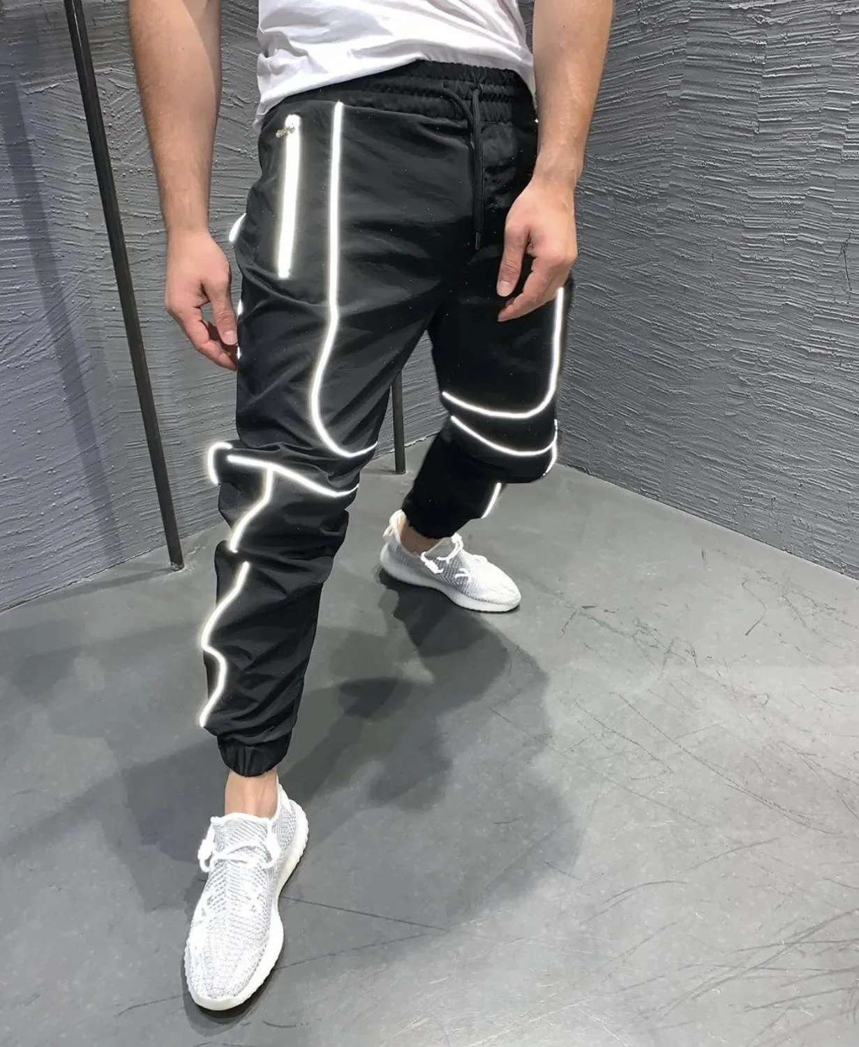 Reflective Side Stripes Combination Men Jogger Pants