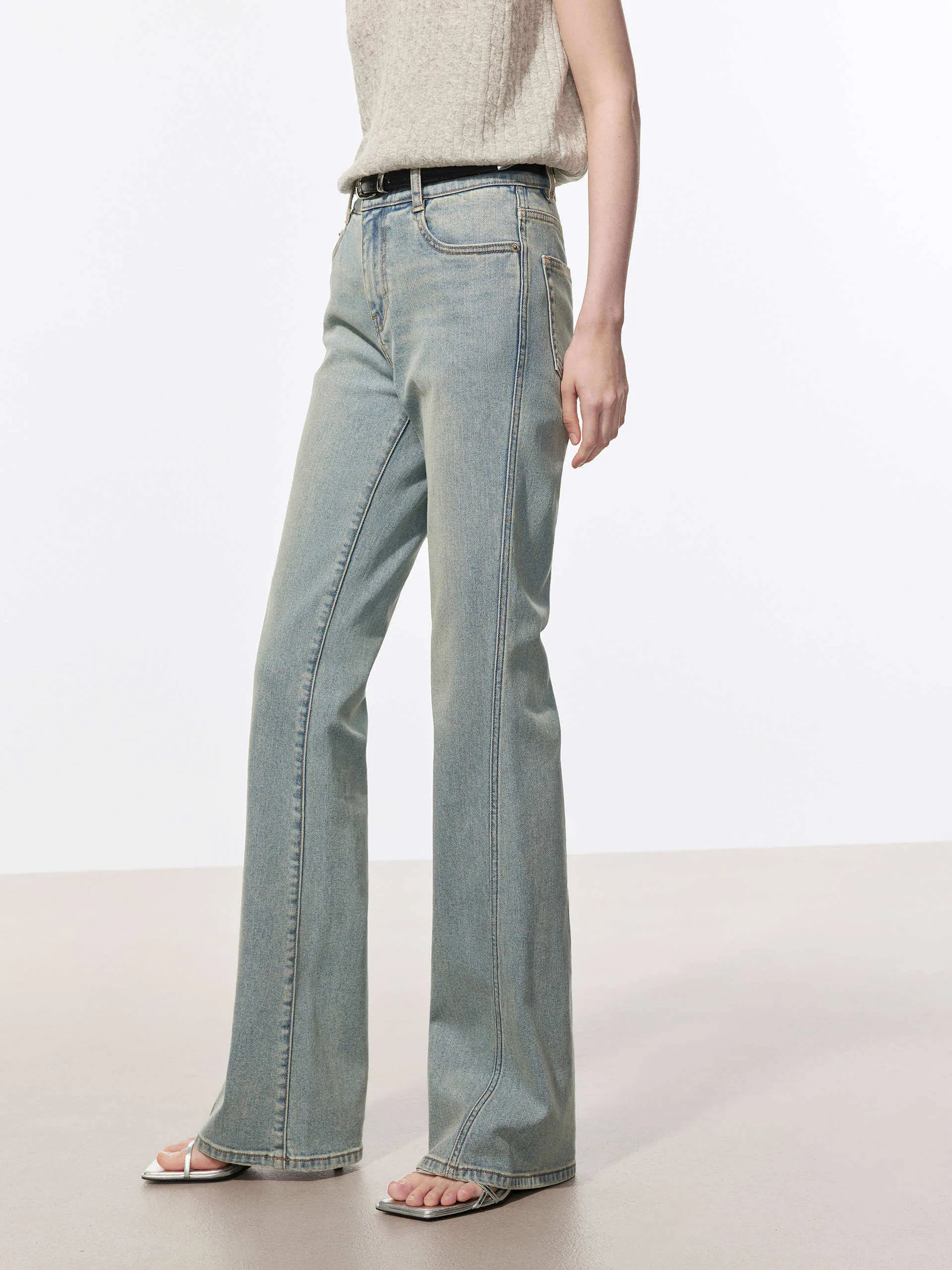 Vintage Washed Flared Jeans