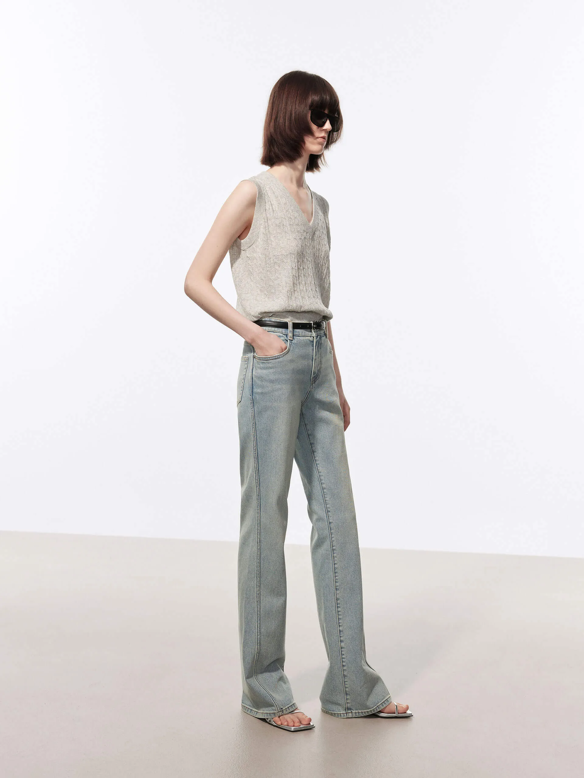 Vintage Washed Flared Jeans