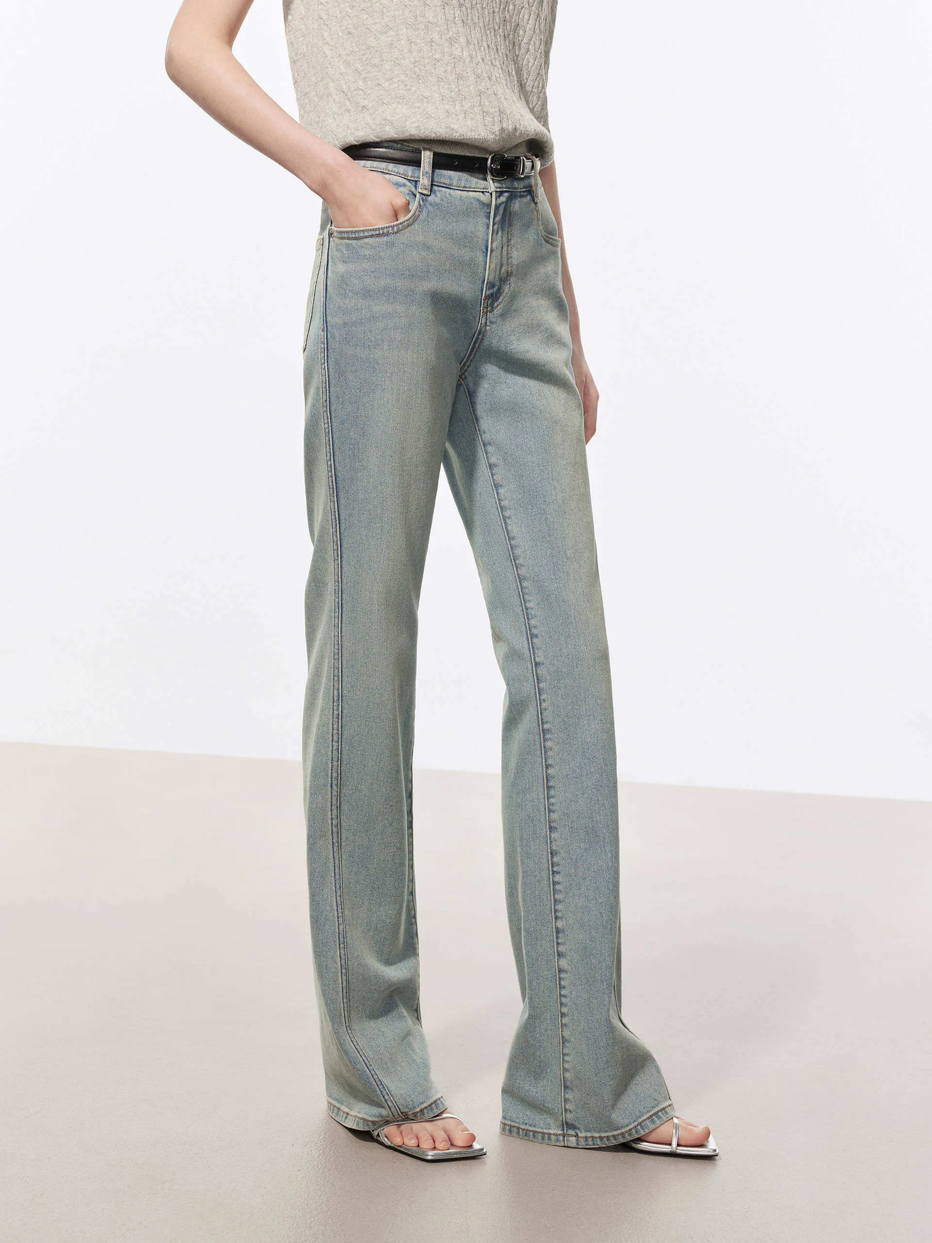 Vintage Washed Flared Jeans