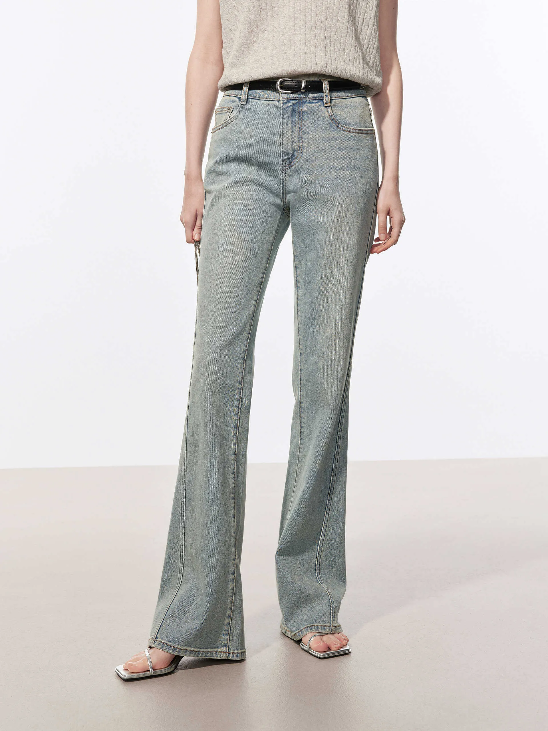 Vintage Washed Flared Jeans