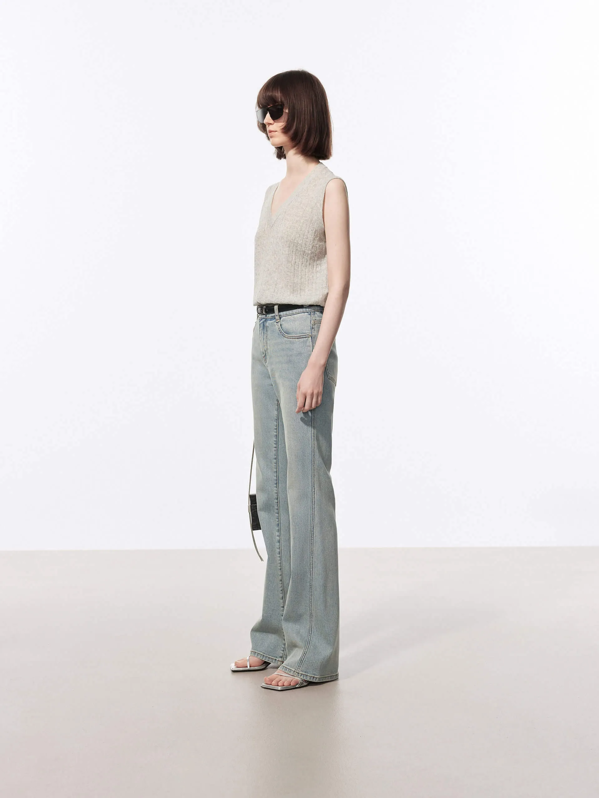 Vintage Washed Flared Jeans