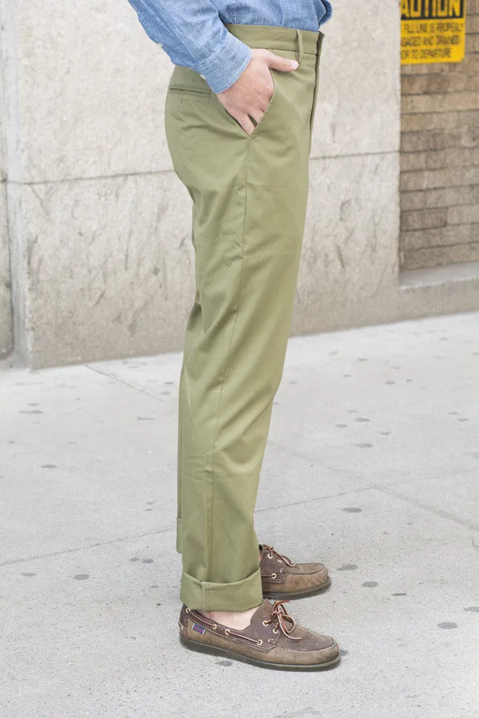 Willoughby (Slim) - Olive Italian Cotton Herringbone